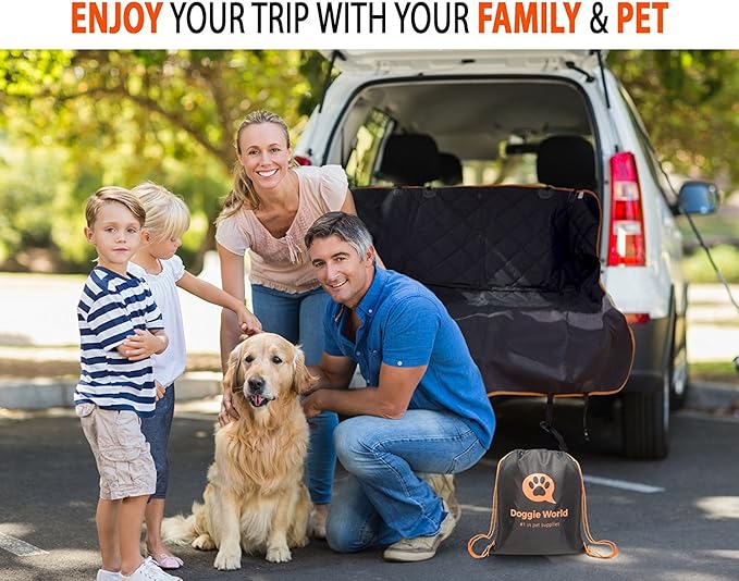 Doggie World Dog Car Seat Cover for Back Seat for Cars & SUVs - Durable Pet Car Seat Cover Backseat Protector, Nonslip Dog Hammock for Car, Waterproof Scratchproof Rear Seat Cover Against Dirt, Fur
