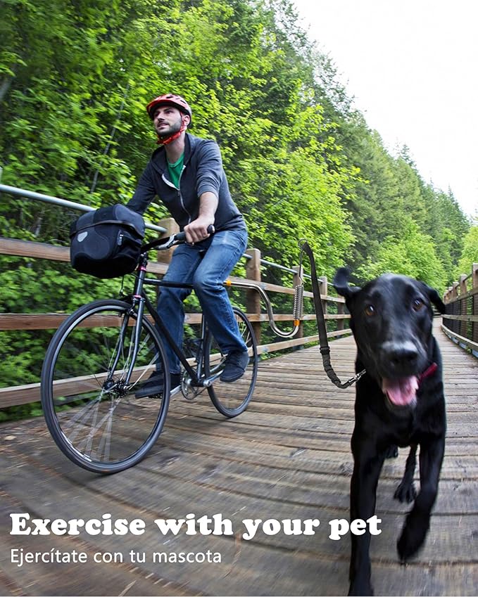 Heavy Duty Dog Bike Leash Attachment Hands Free Dog Bicycle Leash for Riding Exercising Cycling
