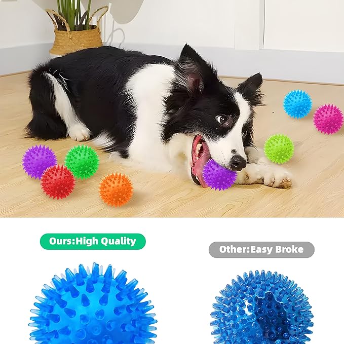 8 Pack 2.5” Squeaky Dog Balls for Small and Medium Dogs, Spiky Balls for Teething Puppies