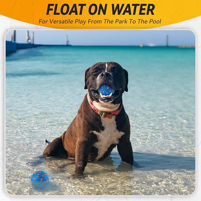 2Pcs Dog Balls, Tennis Balls for Dog Aggressive Chewers, for Large Medium Small Puppy, Training Catch&Fetch, Water Floats Toys, Blue