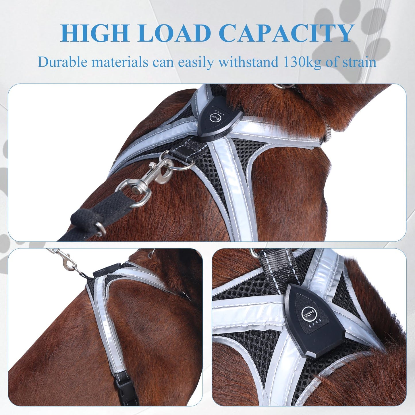 HDhqzm Light Up Dog Harness, LED Dog Harness-7 Lighting Modes, Rechargeable, Lightweight and Adjustable, Suitable for Small and Medium Dogs, Glowing Safety Vest for Nighttime Dog Walking