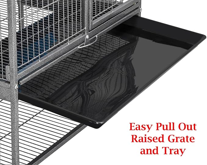 Huge 37"x24"x63"H Deluxe Two Full Story Double Unit Tight 1/2-Inch Bar Spacing X-Large Double Front Doors for Feisty Ferret Hammock Chinchilla Rat Mouse Gerbil Small Animals Critters Rolling Cage