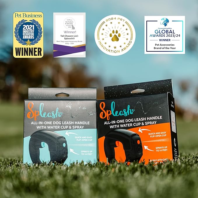 Portable Dog Water Bottle with Flip-Open Cup & Squirt Feature Without Leash – Leakproof Water Dispenser Attaches to Leash – Travel Bowl for Dogs for Hikes, Walks, Outdoor Use – 12 oz