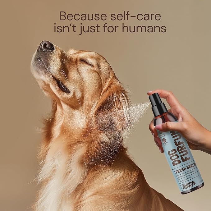 Sunny & Honey 4-in-1 Dog Shampoo & Conditioner with Long-Lasting Perfume Mist - 16 fl oz Shampoo & 8 fl oz Mist - Moisturizing, Deodorizing, Detangling Body Wash - Good-Smelling Dog Bath