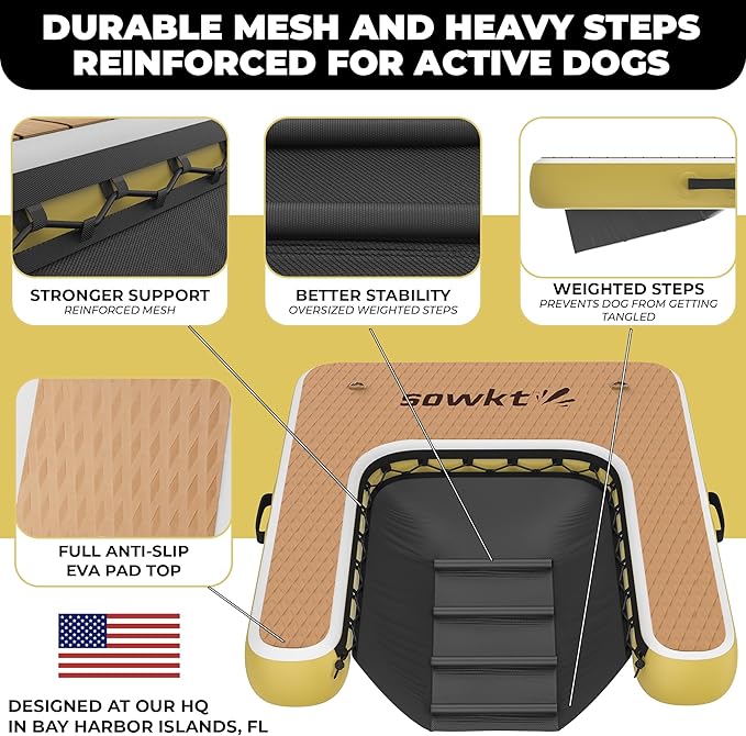 Inflatable Floating Dock for Lakes - (6' x 8’ and Dog Dock) - Large Floating Platform Lake Mat - Dog Water Ramp - Deck Floating Pad for Boats