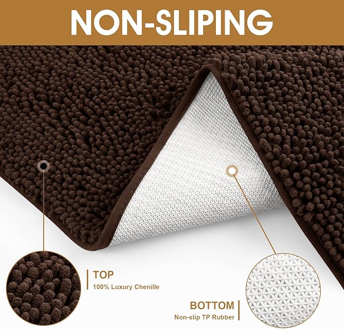 IM HOME 30" x 20" Brown Dog Door Mats for Muddy Paws, Chenille Absorbent Dog Mat, Non Slip Heavy Mud Mat for Dogs, Soft Pet Bed Mat for Entryway, Mud Paws, Inside Floor