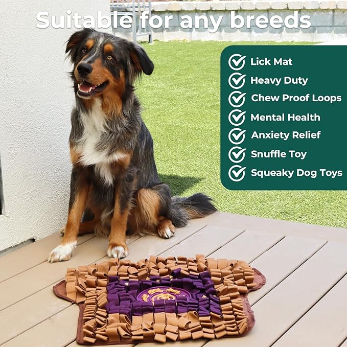 Snuffle Mat for Dogs Toast PB&J, Large Dog Snuffle Mat 21” x 23”, Plush Enrichment Toy Slow Feeder Mental Health to Keep Them Busy, Machine Washable, Snuffle Mat for All Breeds Sizes