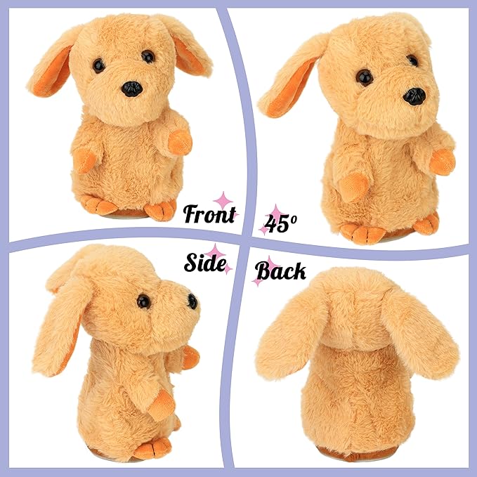 Hopearl Talking Puppy Repeats What You Say Dog Nodding Electric Interactive Animated Toy Speaking Plush Buddy Gift for Toddlers, Brown, 7''