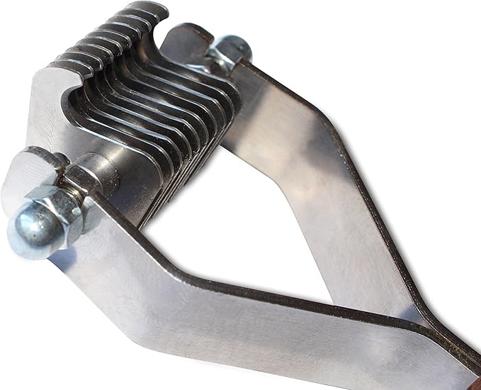 Mars Coat King Mini Dematting Undercoat Grooming Rake Stripper Tool and Detailing Body Work for Dogs and Cats, Stainless Steel with Wooden Handle, Made in Germany, 10-Blade Fine