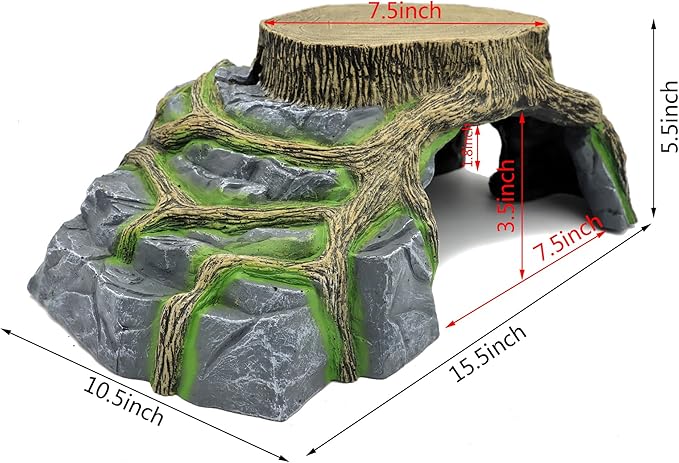 JIHAQUA Extra X Large Resin Reptile Tank Hideouts Cave Habitat Decor for Leopard Gecko Tank Accessories