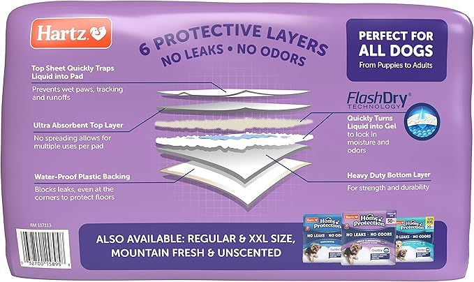 Hartz Home Protection Lavender Scented USA Made Dog Pads, 3XL 30 Count, Super Absorbent & Won't Leak, Odor Eliminating