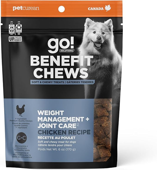 Go! Solutions Weight Management + Joint Care Dog Treats - Chicken Recipe - Soft and Chewy Dog Treats, 6 oz Bag