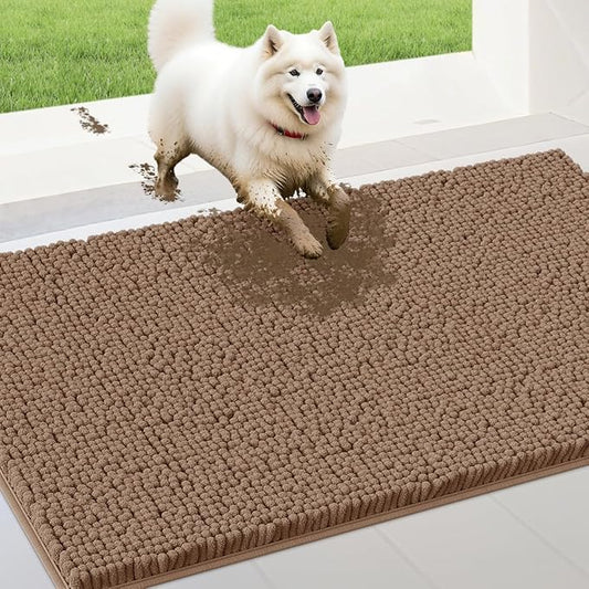 IM HOME Extra Large 60" x 36" Camel Dog Door Mats for Muddy Paws, Chenille Absorbent Dog Mat, Non Slip Heavy Mud Mat for Dogs, Soft Pet Bed Mat for Entryway, Mud Paws, Inside Floor