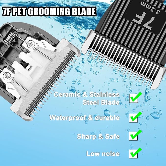 2 Pack Dog Grooming Replacement Blades Compatible with ONEISALL Dog Low Noise Dog Clipper & Dog Hair Vacuum Clipper,Made of Stainless Steel Pet Clipper Blade (Size 7F 1/8"(3.2mm))