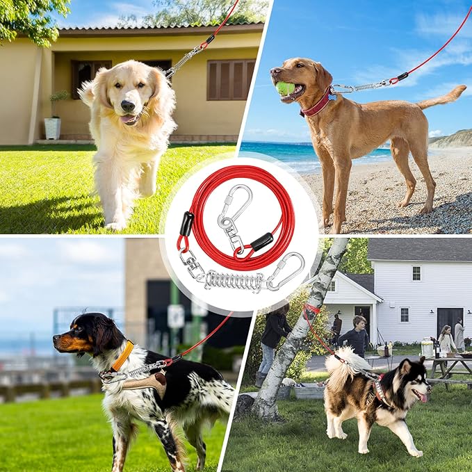 Jenico Dog Tie Out Cable - 70 FT Runner Cable with Swivel Hook, Outdoor and Camping Dog Leash Tether, Rust-Proof Training Line for Small to Medium Pets Up to 500 LBS