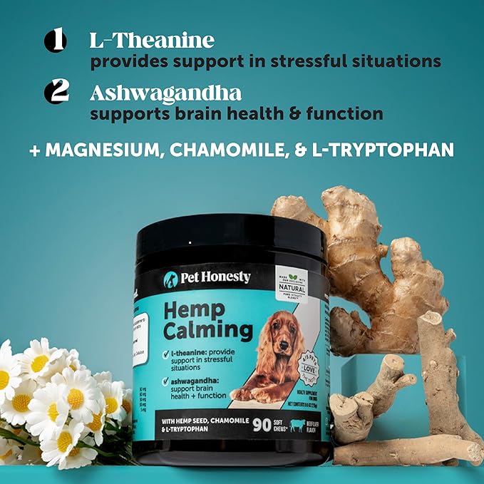 Hemp Calming Chews for Dogs - Dog Anxiety Relief, Dog Calming Treats with Hemp + Valerian Root, Melatonin for Dogs - Helps Aid with Thunder, Fireworks, Chewing & Barking (Chicken 180 ct)