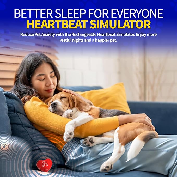 Pet Fit For Life Rechargeable Red Heartbeat Simulator with USB Cord – Long-Lasting Heartbeat Toy for Puppy & Kitten, Beating Heart Toy for a Peaceful Night for Dogs and Cats