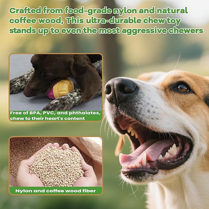 Interactive Dog Toys, Frozen Treat Dispensing for Aggressive Chewers, Indestructible Nylon Chew Toy, Slow Puzzle Feeder for Healthy Eating, for Small Medium Large Breed to Keep Them Busy, Green