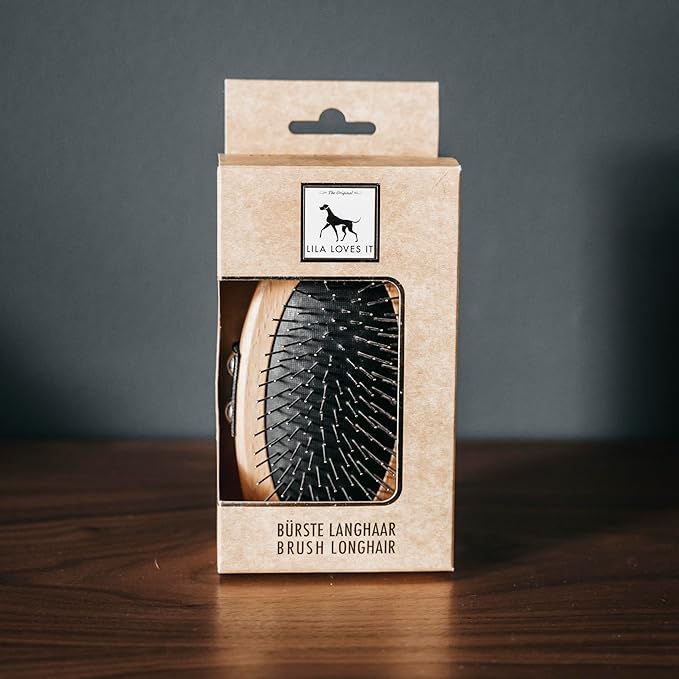 Long hair brush for dogs - with rounded metal tines, vegan, with beech wood from sustainable forestry, Made in Germany, BRUSH LONG HAIR by LILA LOVES IT