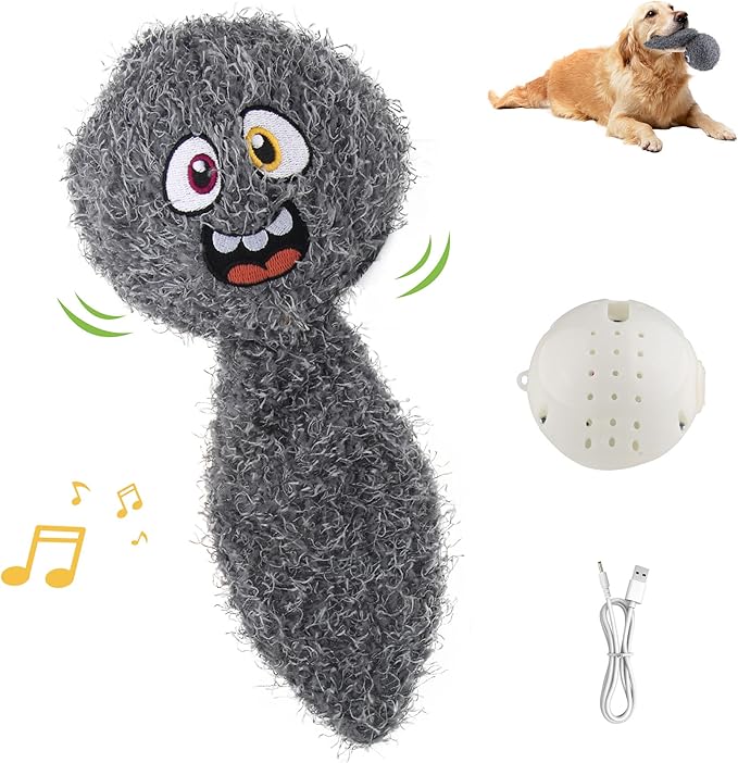 PETGEEK Interactive Dog Ball Toy, Automatic Dog Toys with Music and Recording, Rechargeable Vibrating Dogs Ball for Small/Medium/Large Sizes, Enrichment Toy for Doggy to Keep Them Busy (Brown)