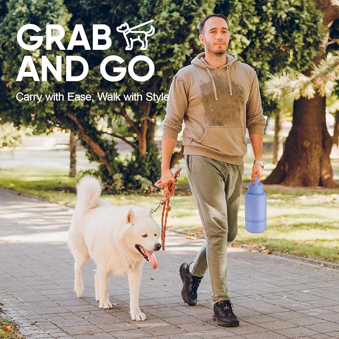 Insulated Dog Water Bottle with Travel Bowl, Dog Lover Gift, Portable Water Bottle Dispenser, Accessories for Car, Hiking, Camping, Outdoor, Leak-Proof, Detachable (Aurora Blue)