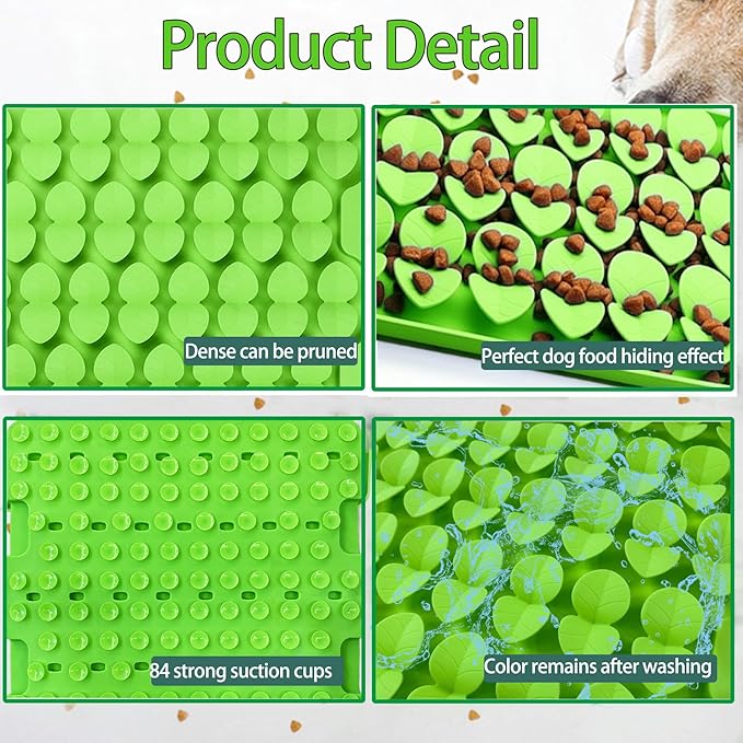 Small Silicone Snuffle Mat for Small Dog Puppy Cat Slow Down Eating,Slow Feeder Lick Mat for Dry Wet Food for Pet Training Smell,Encourages Natural Foraging Skill,Relieving Stress (Green)