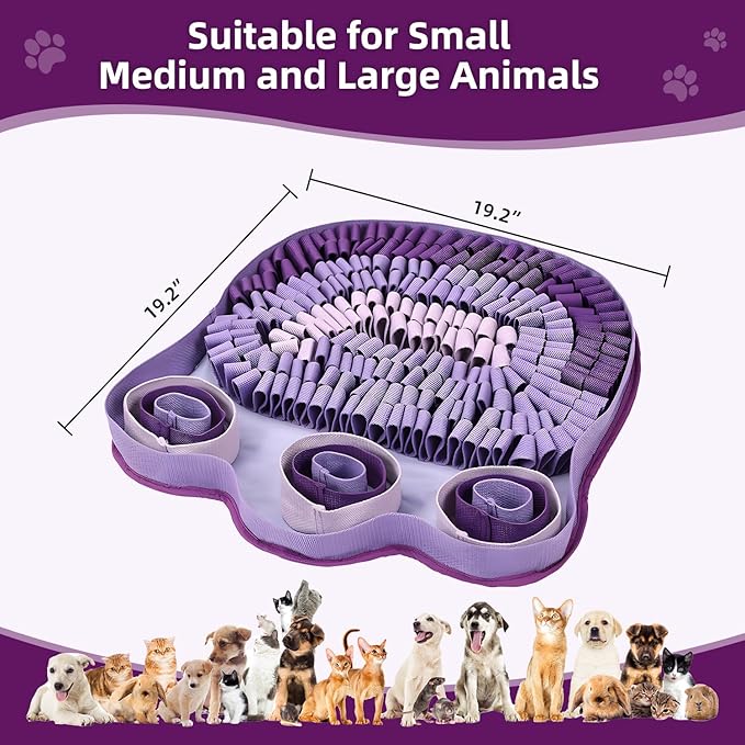 Snuffle Mat for Dogs - Interactive Sniff Mat & Slow Feeder for Dog Training, Stress Relief & Natural Foraging - Non-Slip, Portable, Durable - Purple
