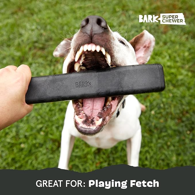 Barkbox Super Chewer Tough Dog Fetch Toy for Aggressive Chewers, Durable Rubber & Nylon for Small, Medium, & Large Dogs & Puppies, Throwbar