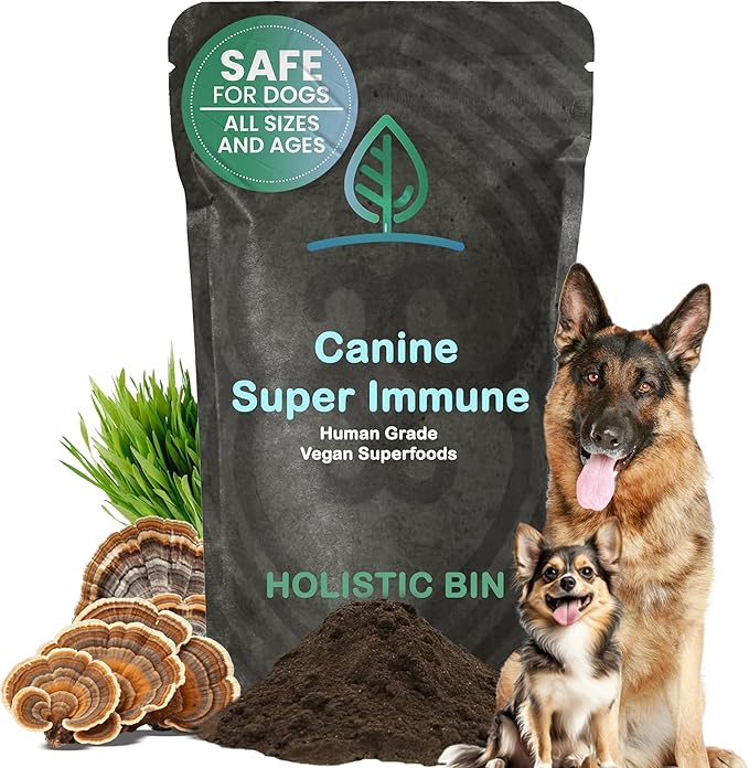 HOLISTIC BIN Canine Super Immune Support - Dog Multivitamins & Supplements with Beet, Chlorella, Mushroom Complex (Reishi, Maitake, Turkey Tail) - for Immune Function & Overall Health - 100g Powder