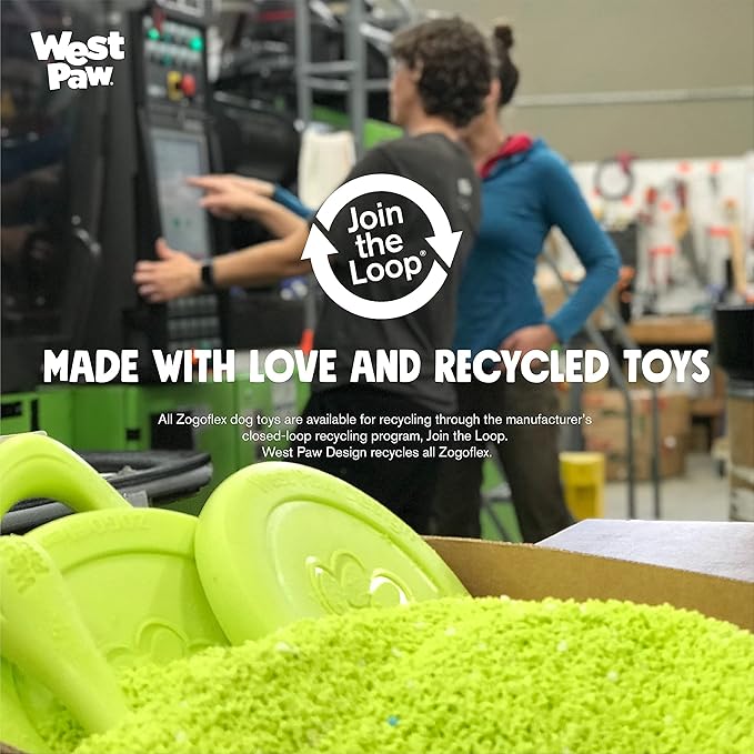 WEST PAW Zogoflex Zisc Dog Flying Disc, High Flying Aerodynamic Disc for Dogs Puppy – Lightweight, Floatable Disc for Fetch, Tug of War, Catch, Play – Doubles as Food/Water Bowl, Small 6.5", Glow