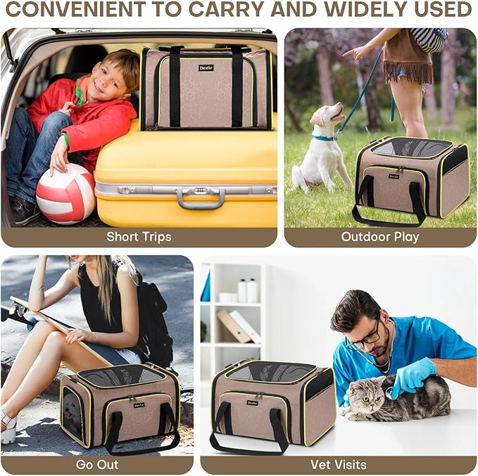 Cat Dog Carrier Bag - Expandable Soft-Sided Travel Pet Carrier with Ventilated Mesh, Fleece Pad, 18x11x11 Inch for Kitten, Rabbit, Puppy,Guinea Pig, Small Animal, Airline Approved