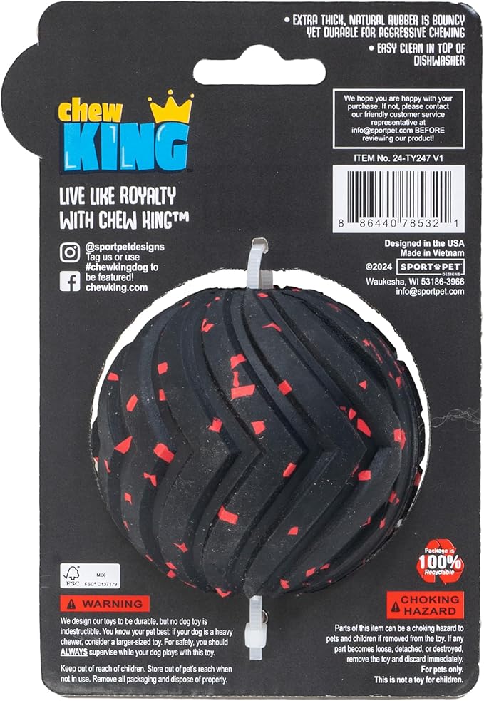 Chew King Supreme Dog Toy Collection, Medium 3" Supreme Fetch Ball