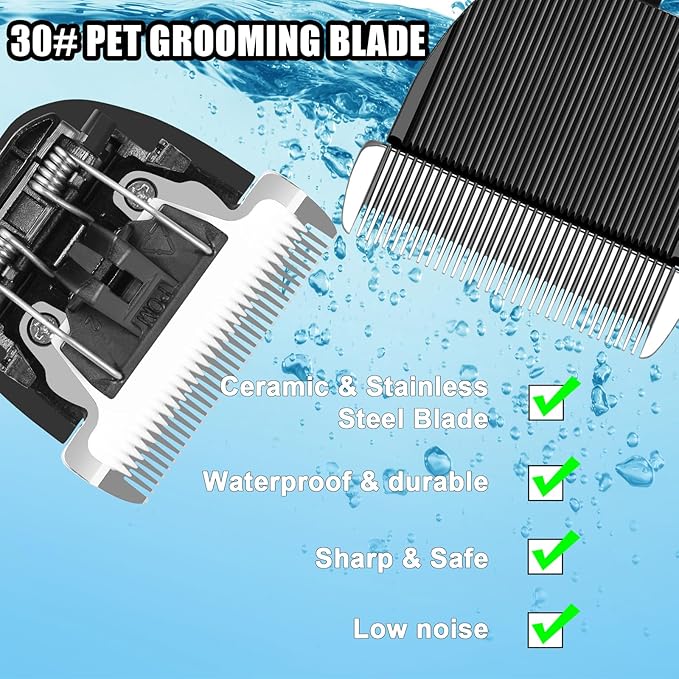 2 Pack Dog Grooming Replacement Blades Compatible with ONEISALL Dog Low Noise Dog Clipper & Dog Hair Vacuum Clipper,Made of Stainless Steel Pet Clipper Blade (Size 30 1/50"(0.5mm))