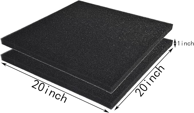 Hipanda 2 Pack Aquarium Bio Filter Sponge Pad 20"x20"x1",50PPI, Bio Filter Media Foam Pad Sponges, Cut-to-Size Open Cell Foam Sheet for Fish Tank