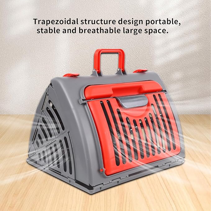 Foldable Travel Cat Carrier 14 * 14 * 18 inches Sport Designs Plastic Carrier, Red