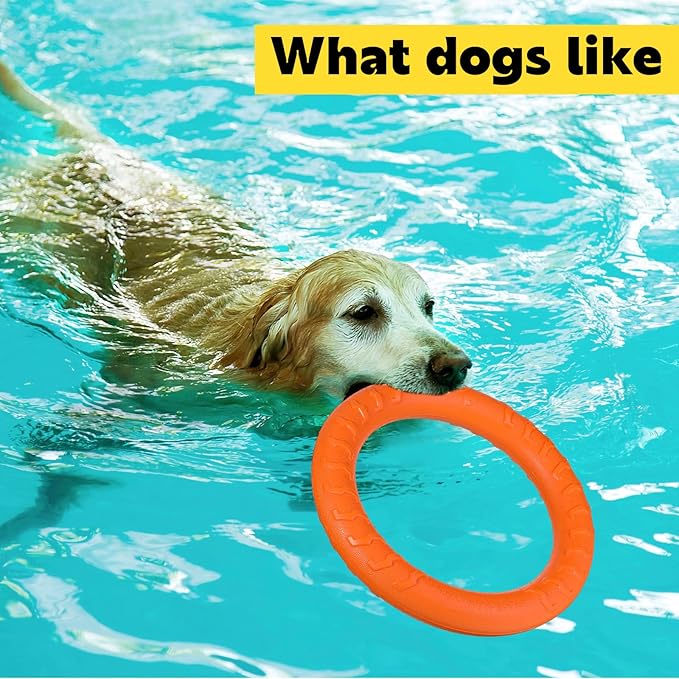 Leitee 2 Pack Dog Toys, Ring Toys Flying Discs for Small to Large Dogs - Training, Fetching, Floating, Teeth Cleaning (11 Inch)