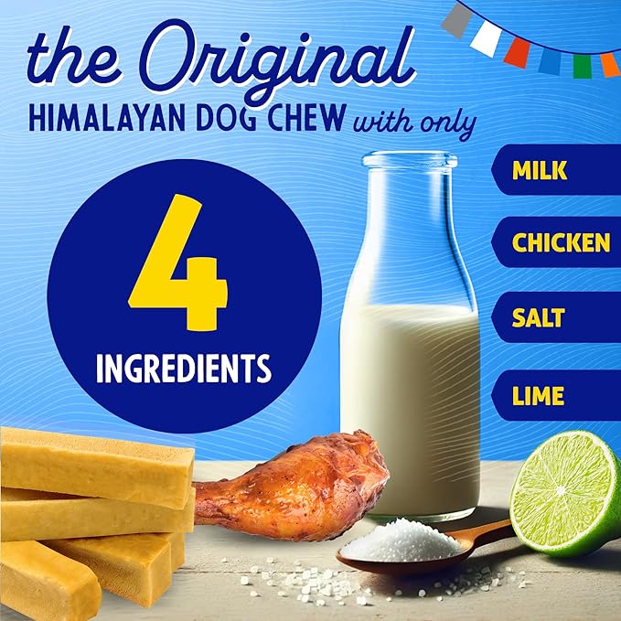 Himalayan Chew Original Yak Cheese Chew, Chicken, 1 Large Stick, 3.3 oz, Gluten Free, Healthy Treats, Grain & Lactose Free 100% Natural, Long Lasting Chews for s Under 55 lbs