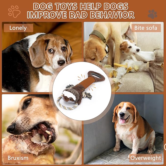 Large Plush Squeaky Dog Toys with Crinkle Paper, Tug of War Pull Toys for Puppies, Interactive Dog Chew Toys for Small, Medium and Large Dogs