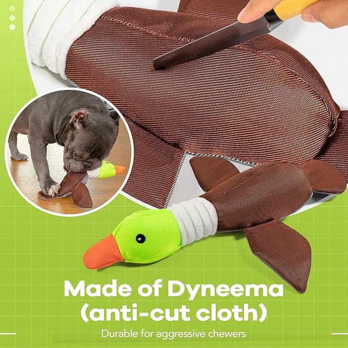 Dog Plush Toy for Aggressive Chewer, Upgrade 10 Times Durablity Dogs Squeaky Toy, Though Large Stuffed Animal Dog Toys, Big Dogs Toys for Small, Medium, Large Breed(Duck)