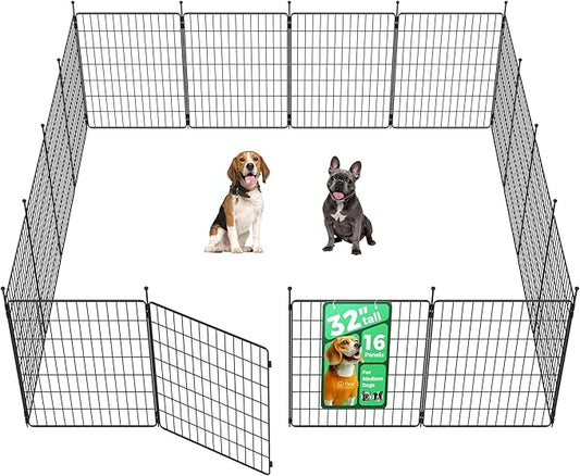 FXW MiniPaws Unleashed Dog Playpen for Yard & RV Camping, Expandable 32-inch 16 Panels for Small and Medium Dogs, Portable for Indoor and Outdoor Use