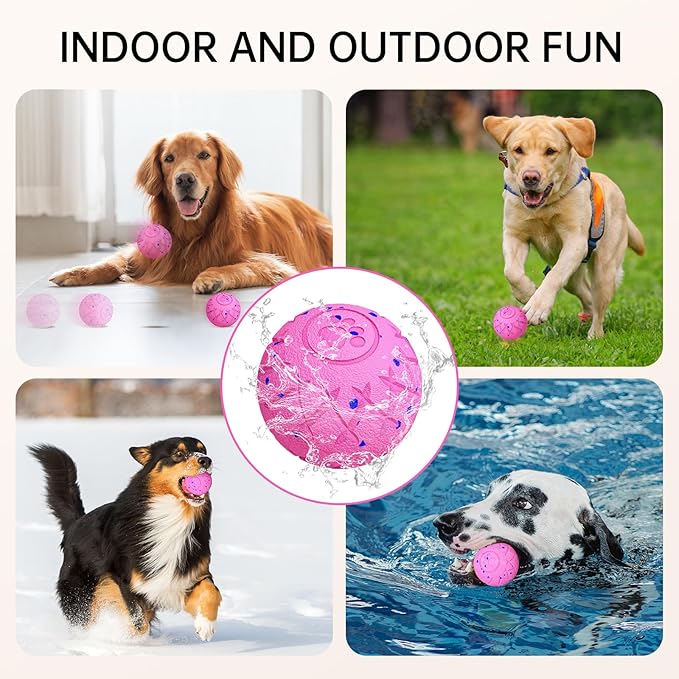 Smart Interactive Dog Toy, Automatic Moving, Bouncing and Stimulation, Silent Foam Material, IP54 Waterproof Rating, Active Rolling,Dog Ball for Medium and Large Dogs,Dog Birthday (Pink)