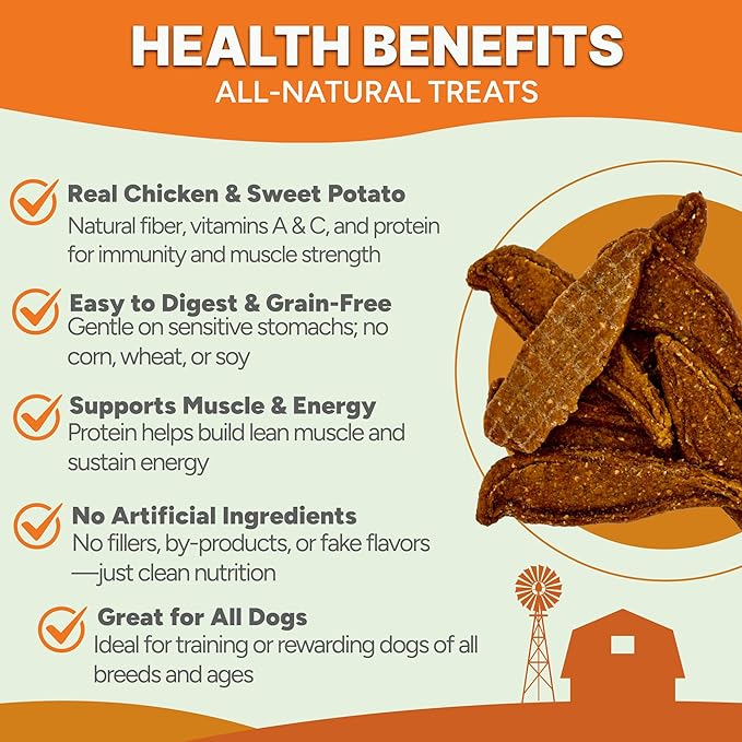 Gaines Family Farmstead Chicken & Sweet Potato Fillets for Dogs - 8 oz Pouch, Soft Chew, All-Natural, Grain-Free, Healthy Dog Treats for All Ages & Breeds, Made in USA