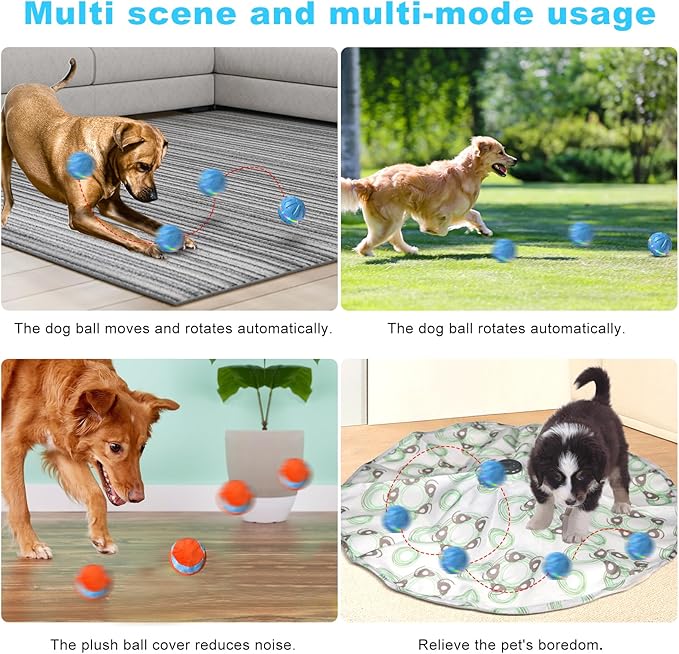 Dog Toys Dog Ball, Durable Motion Active Rolling Balls with Remote Control LED Light, Rubber Peppy Pet Balls for Medium Large Dogs, USB Rechargeable, 3.2-in Diameter (Blue)