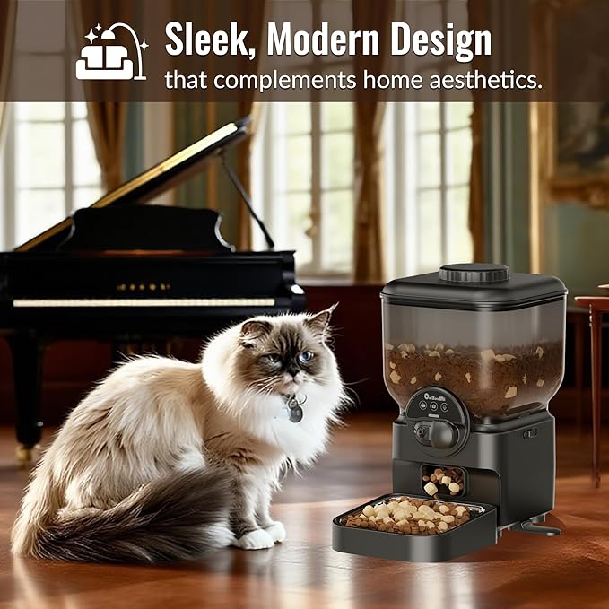 Automatic Pet Feeder for Cat and Dog - 6L Auto Cats Food Dispenser with Camera - WiFi App Control Smart Feeders with Timed - Dogs Feeding Station with 15-Day Battery Life After Power Off