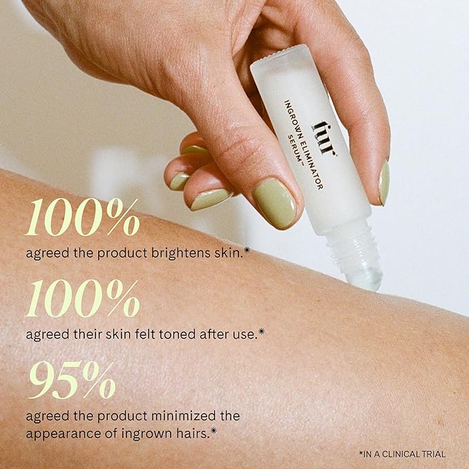 Fur Ingrown Eliminator Serum Rollerball Travel Size - Powerful Ingrown Hair Treatment Serum With AHAs and BHAs to Treat and Prevent Ingrown Hairs and Bumps, Hydrates and Soothes Irritated Skin - 10 ml