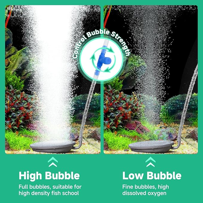 hygger Aquarium Air Stone, 2.3 Inch Fish Tank Bubbler Stone Kit Makes Super Tiny Bubbles, Ultra-High Dissolved Airstone with Stainless Steel Base Aquarium Fish Tank and Hydroponic