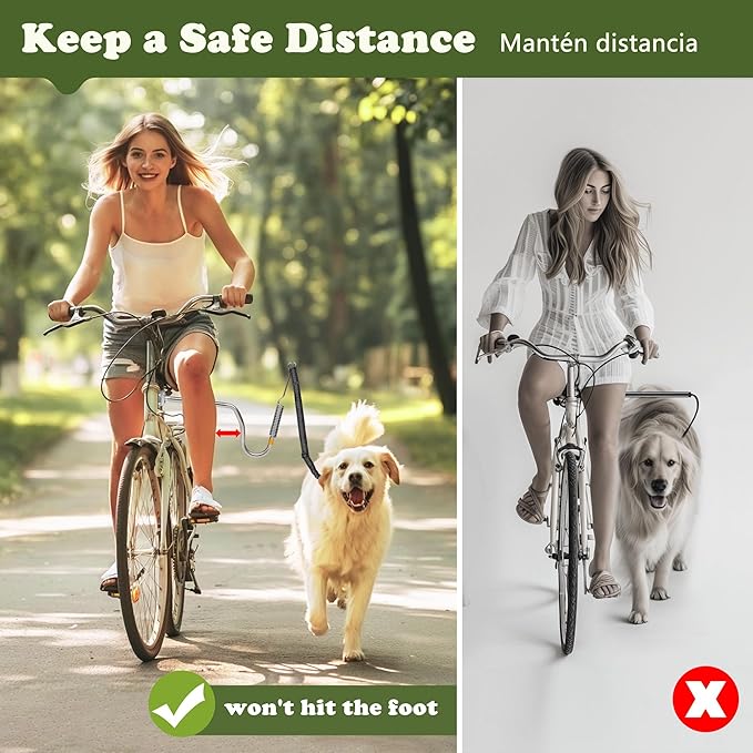 Heavy Duty Dog Bike Leash Attachment Hands Free Dog Bicycle Leash for Riding Exercising Cycling