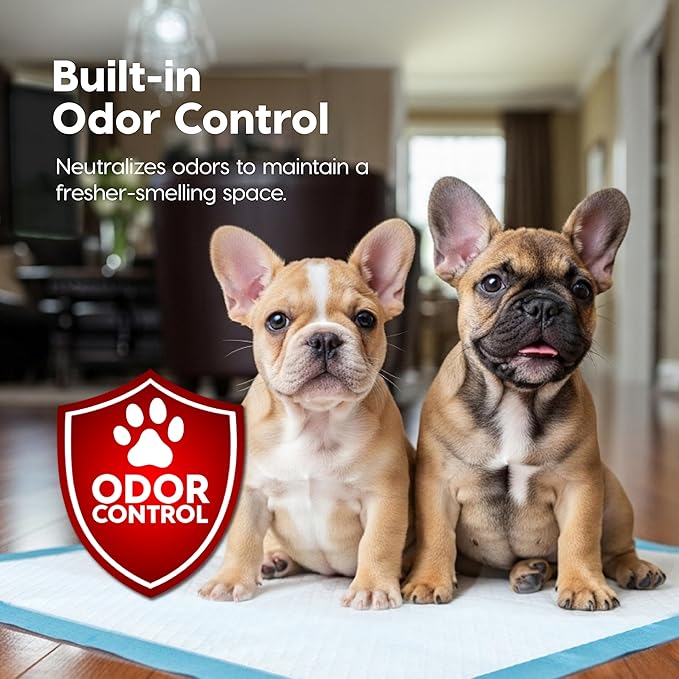 IRIS USA Dog Pee Pads – Puppy Essentials, Dog Pads, Quick Dry, Leak Proof, Thick Absorbent 6-Layer Design for Potty Training, Regular Size 22" x 22", 100 Count