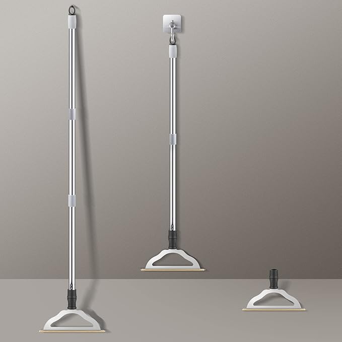 47“ Adjustable Long Handle Carpet Rake Pet Hair Remover, Reusable Large Metal Lint Remover Brush for Embedded Fur Removal from Low Pile Rugs Stairs, Carpet Brush Scraper Dog Cat Hair Remover Broom