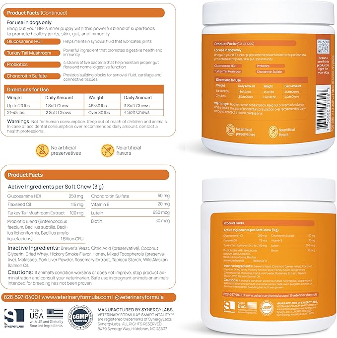 Veterinary Formula Senior Support Joint Supplement for Dogs - Soft Chews, 30ct - Support Healthy Joints, Skin, Gut, and Immunity with Glucosamine for Dogs